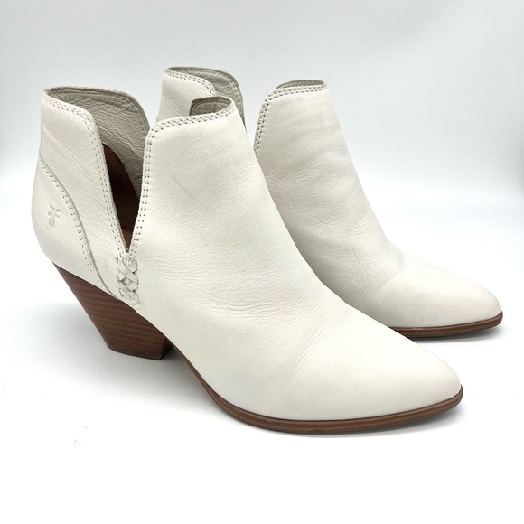 Frye Shoes - Cream White Frye Reina Cutout Booties Women’s Size 8 1/2 Leather Ankle Boots